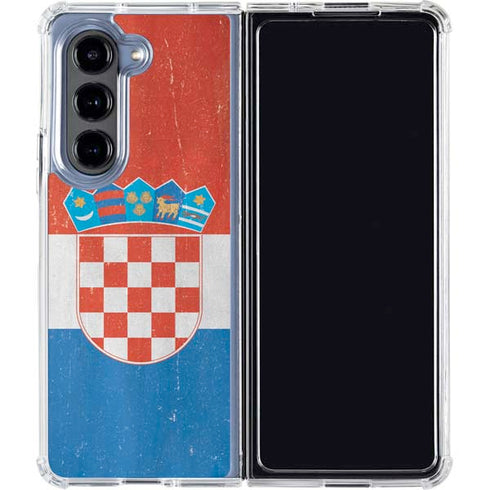 Croatia Flag Distressed Galaxy Z Fold5 5G Clear Case